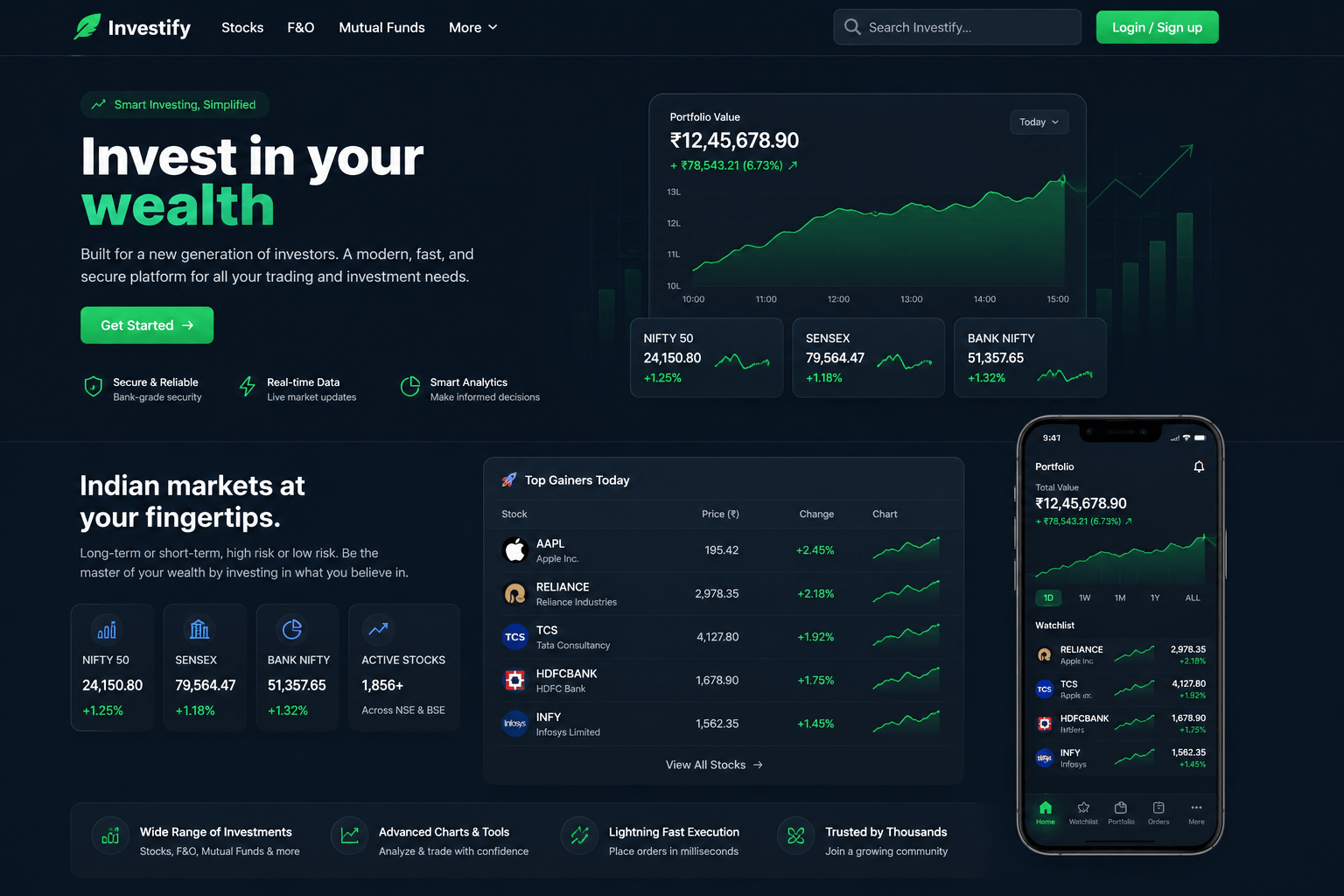 Investify interface