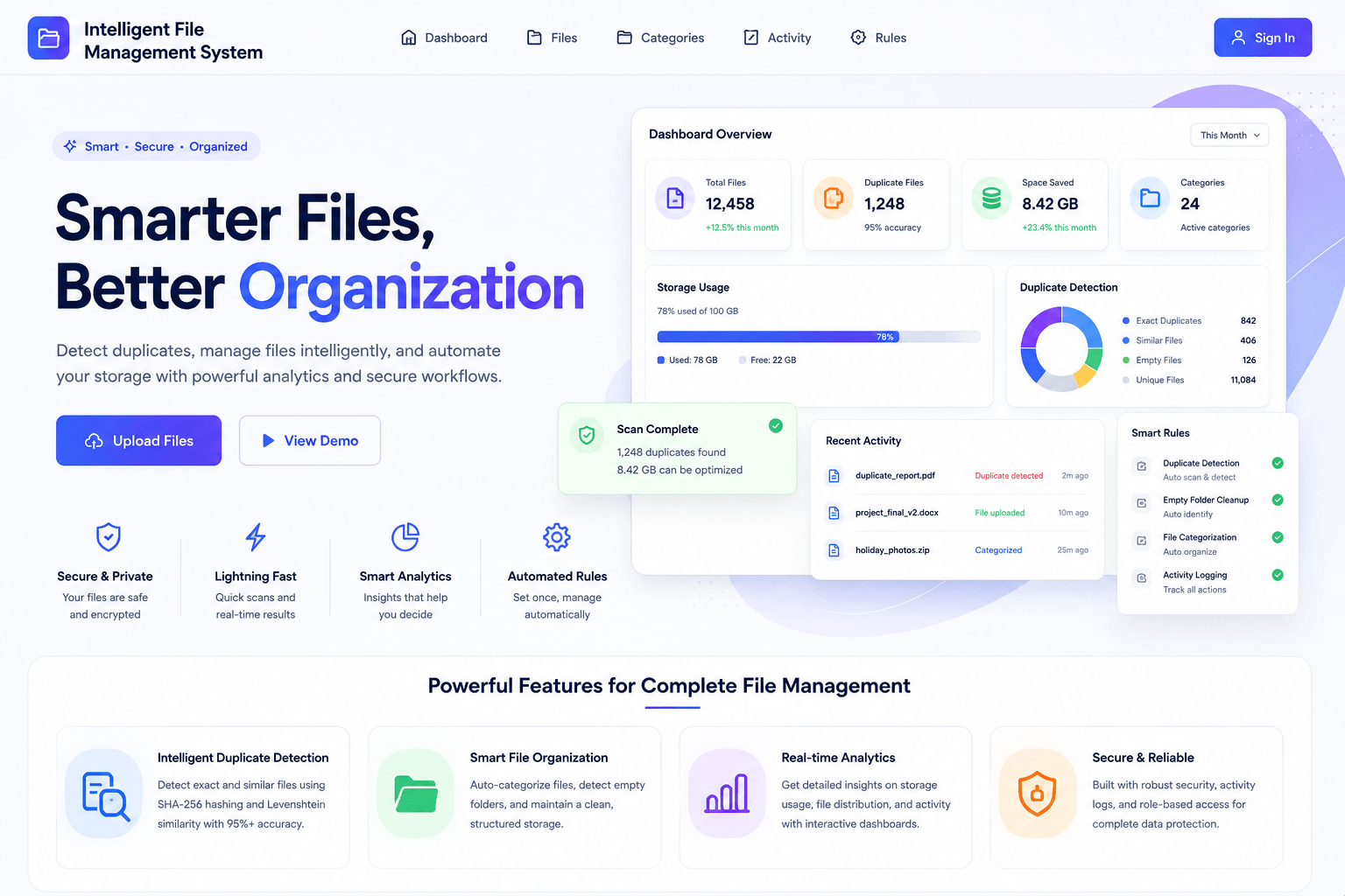 Intelligent File Management System interface